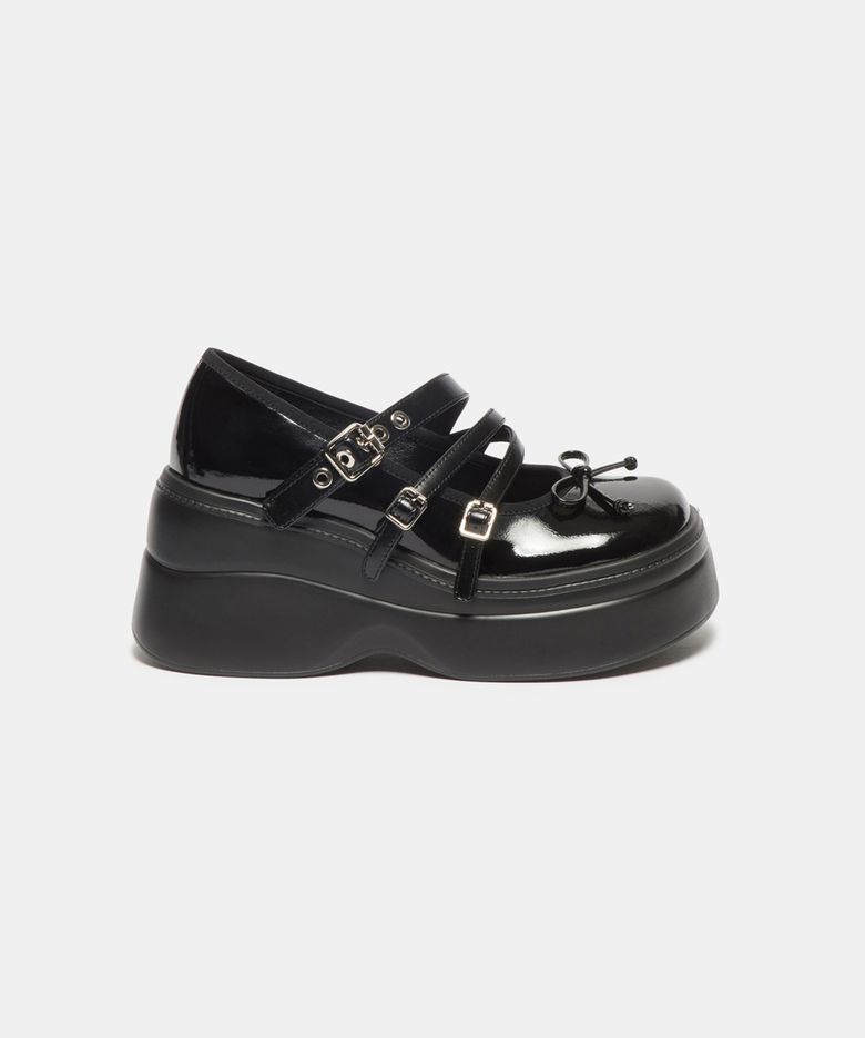 Triple strap mary jane flats(black)_DG1DA26507BLK