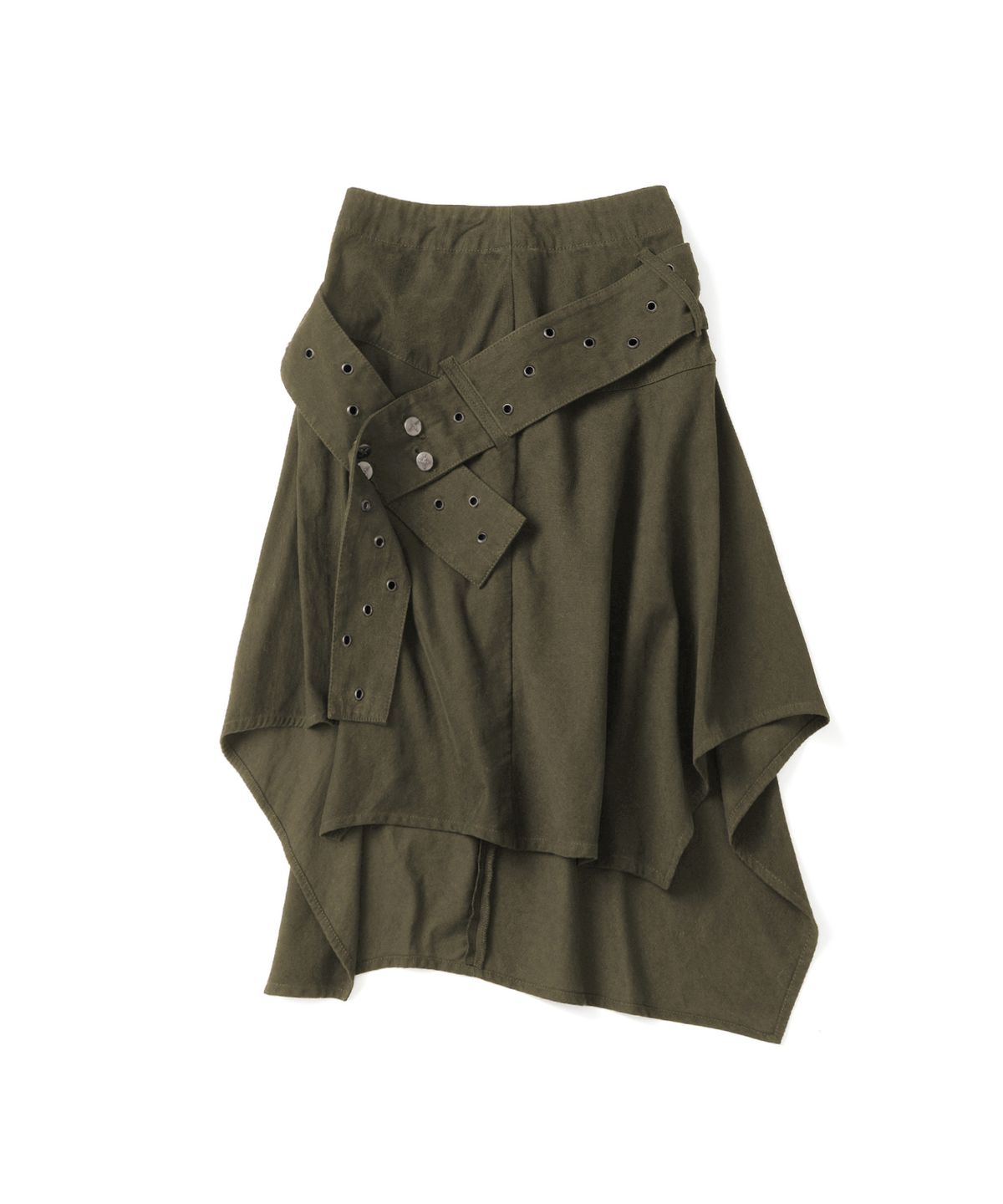 낫포너드(NOT4NERD) W Layered Belt Asymmetrical Skirt - Khaki