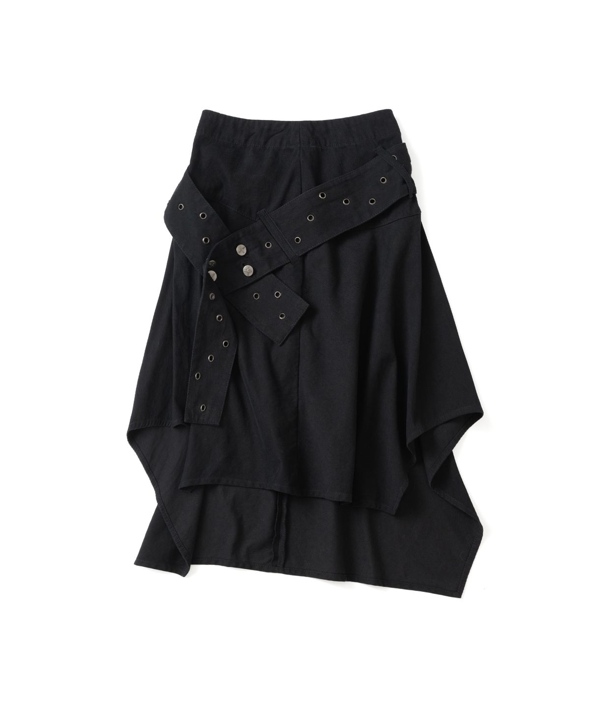 낫포너드(NOT4NERD) W Layered Belt Asymmetrical Skirt - Black
