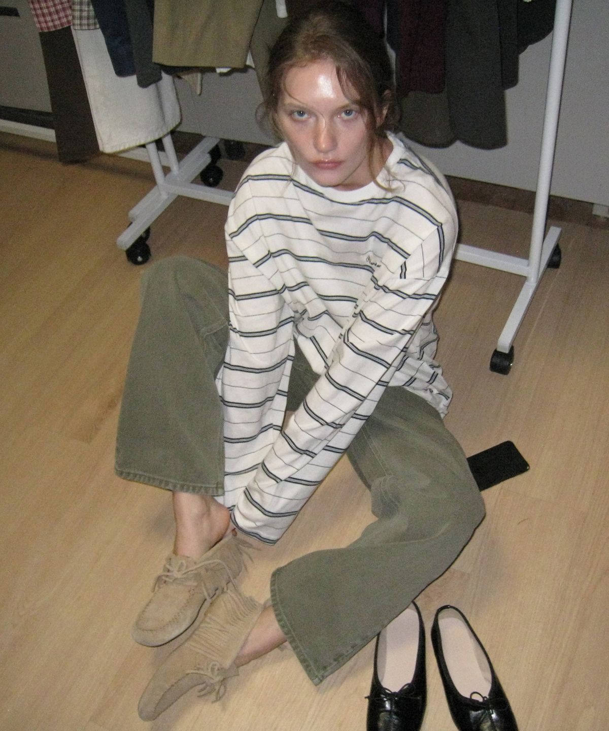 어패럴아카이브(APPAREL ARCHIVE) Rove stripe long sleeve tee - Ivory