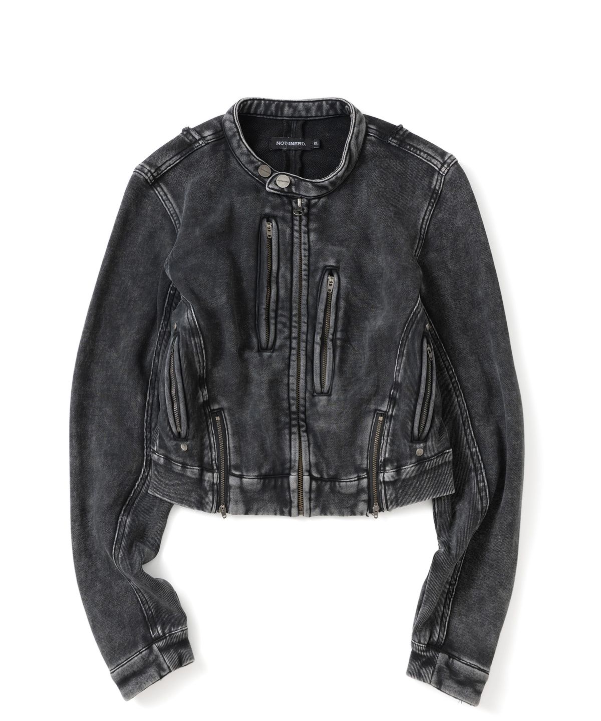 낫포너드(NOT4NERD) W Curve Panel Biker Jersey Jacket - Charcoal