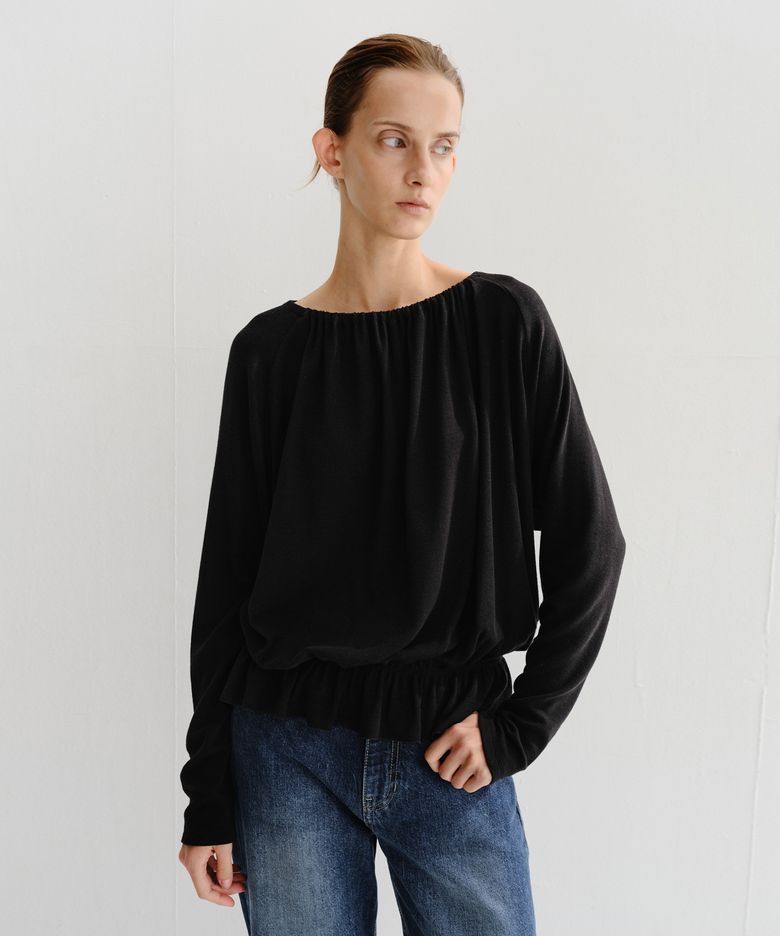 WOOL SHIRRING BANDING TOP (BLACK)