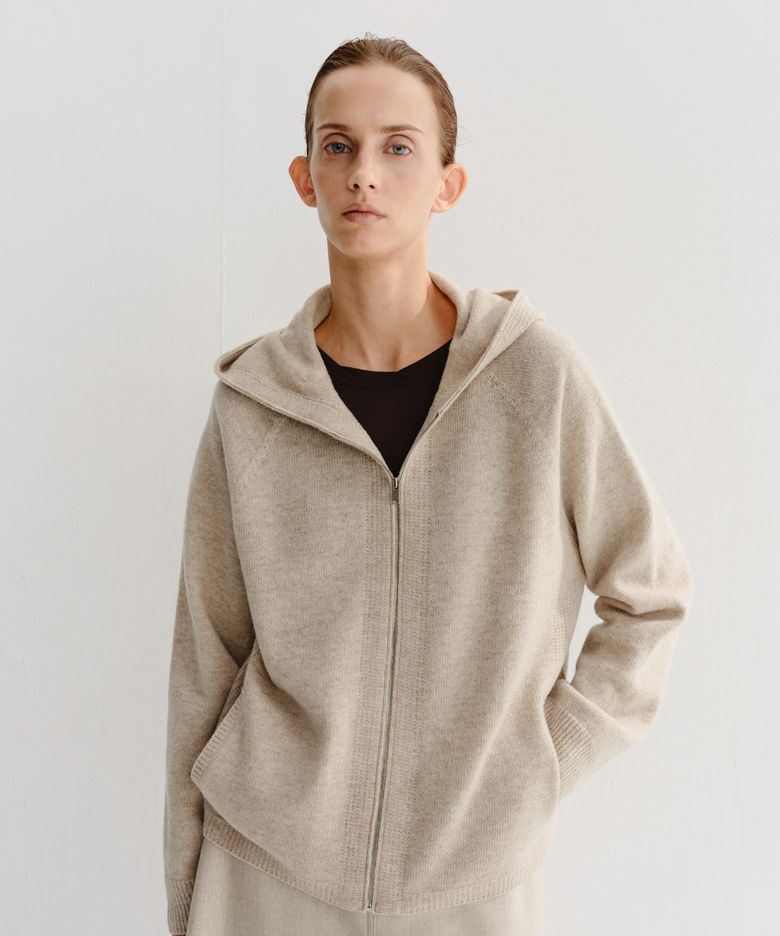 AUSTIN CASHMERE HOODIE ZIP UP (OATMEAL)