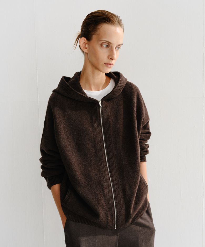 AUSTIN CASHMERE HOODIE ZIP UP (BROWN)