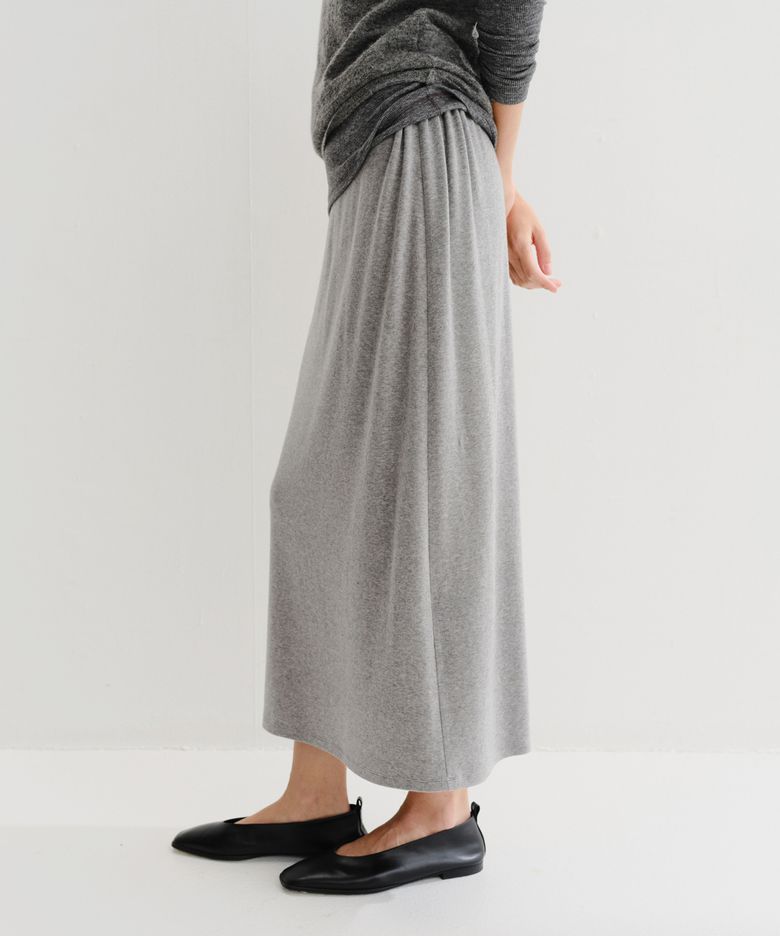 WOOL BANDING MAXI SKIRT (GREY)