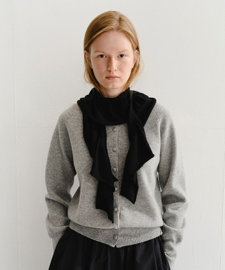 HEY CASHMERE SHIRRING MUFFLER (BLACK)