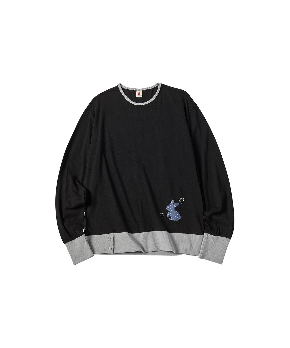 꼬모니노즈(COMONINOZ) W RABBIT PATCH T-SHIRT [BLACK]