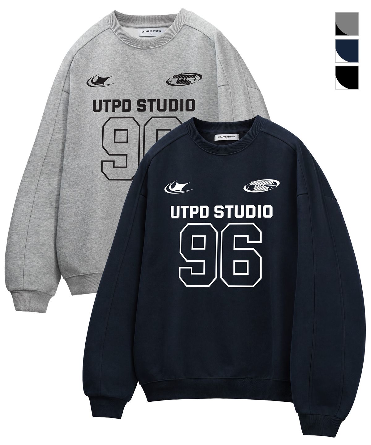 언탭트 스튜디오(UNTAPPED STUDIO) 340G 풋볼96 에센셜 사이드 절개 오버핏 맨투맨 스웨트 티셔츠 3Color
