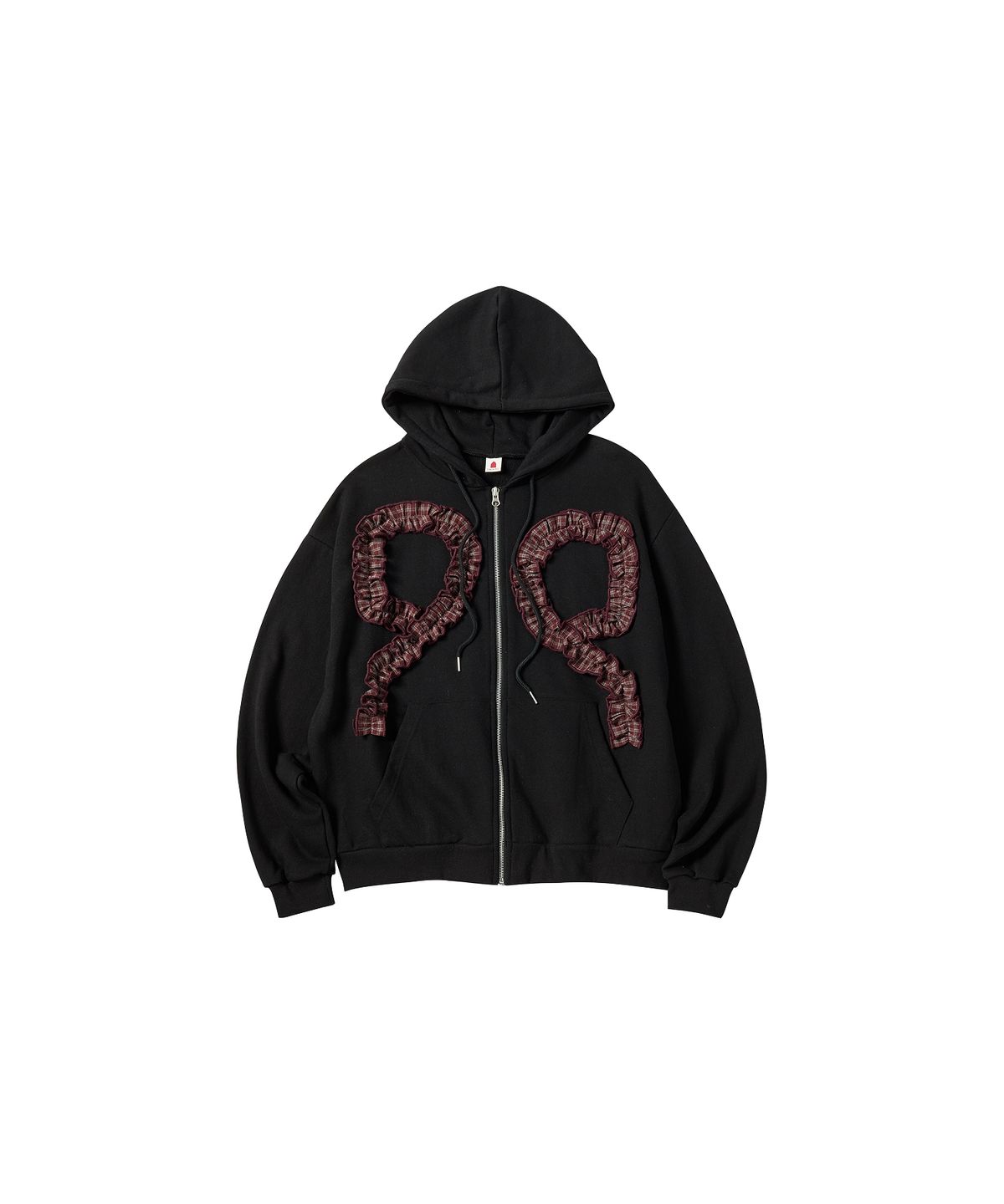 꼬모니노즈(COMONINOZ) W MELLOW RIBBON HOOD ZIP-UP [BLACK]