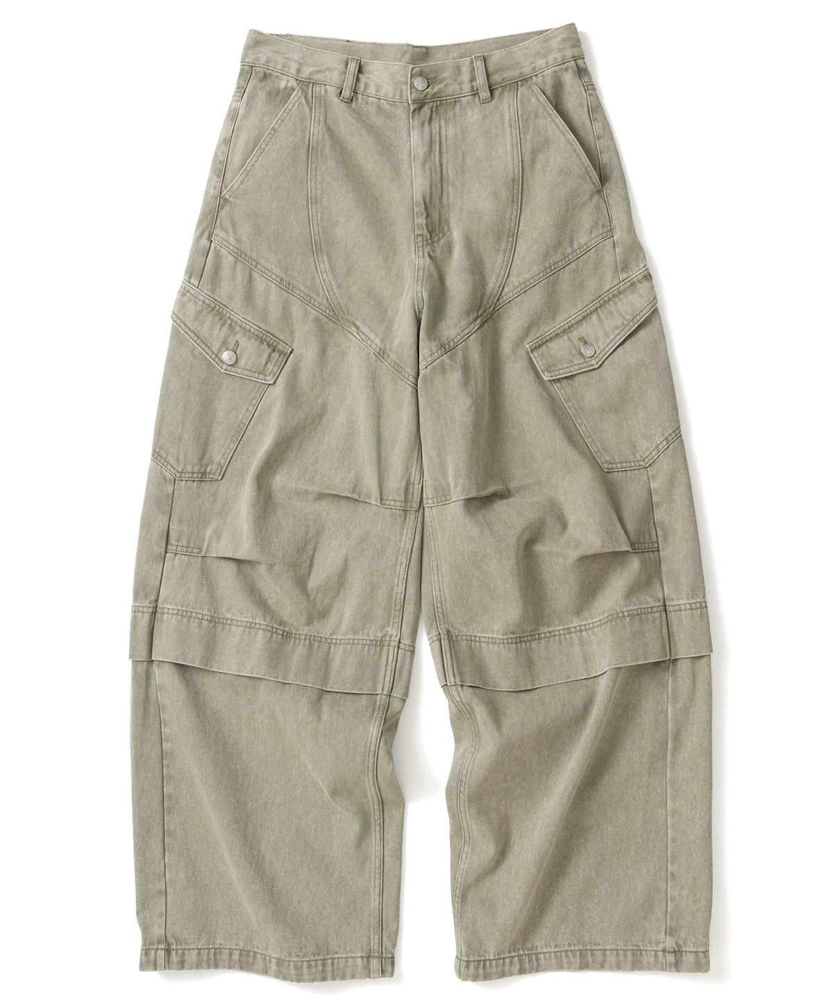 낫포너드(NOT4NERD) Panel Dart Washed Twill Cargo Pants - Beige