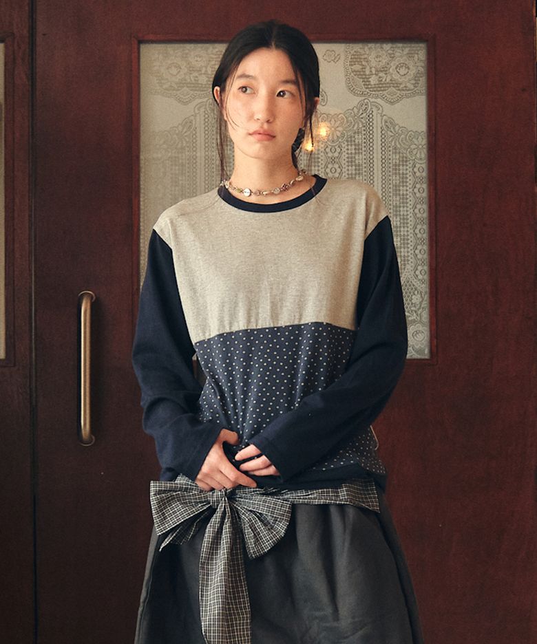 W POCKET 3COLORS T-SHIRT [NAVY]