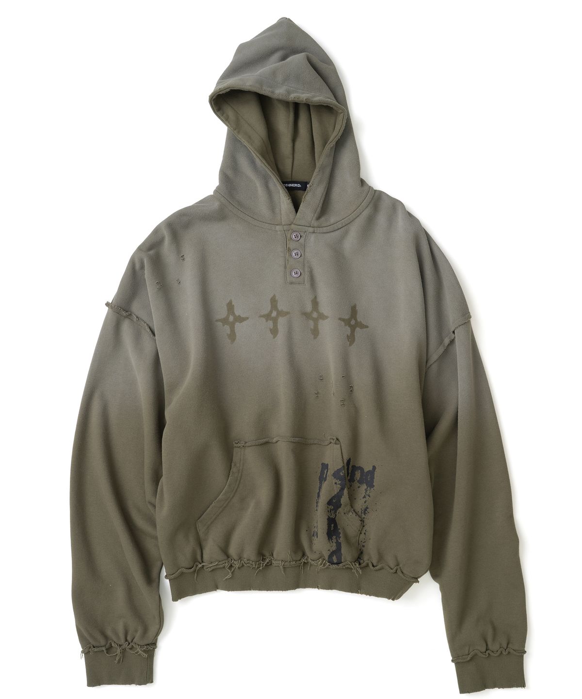 낫포너드(NOT4NERD) 4444 Raw Edge Washed Pullover Hood - Khaki