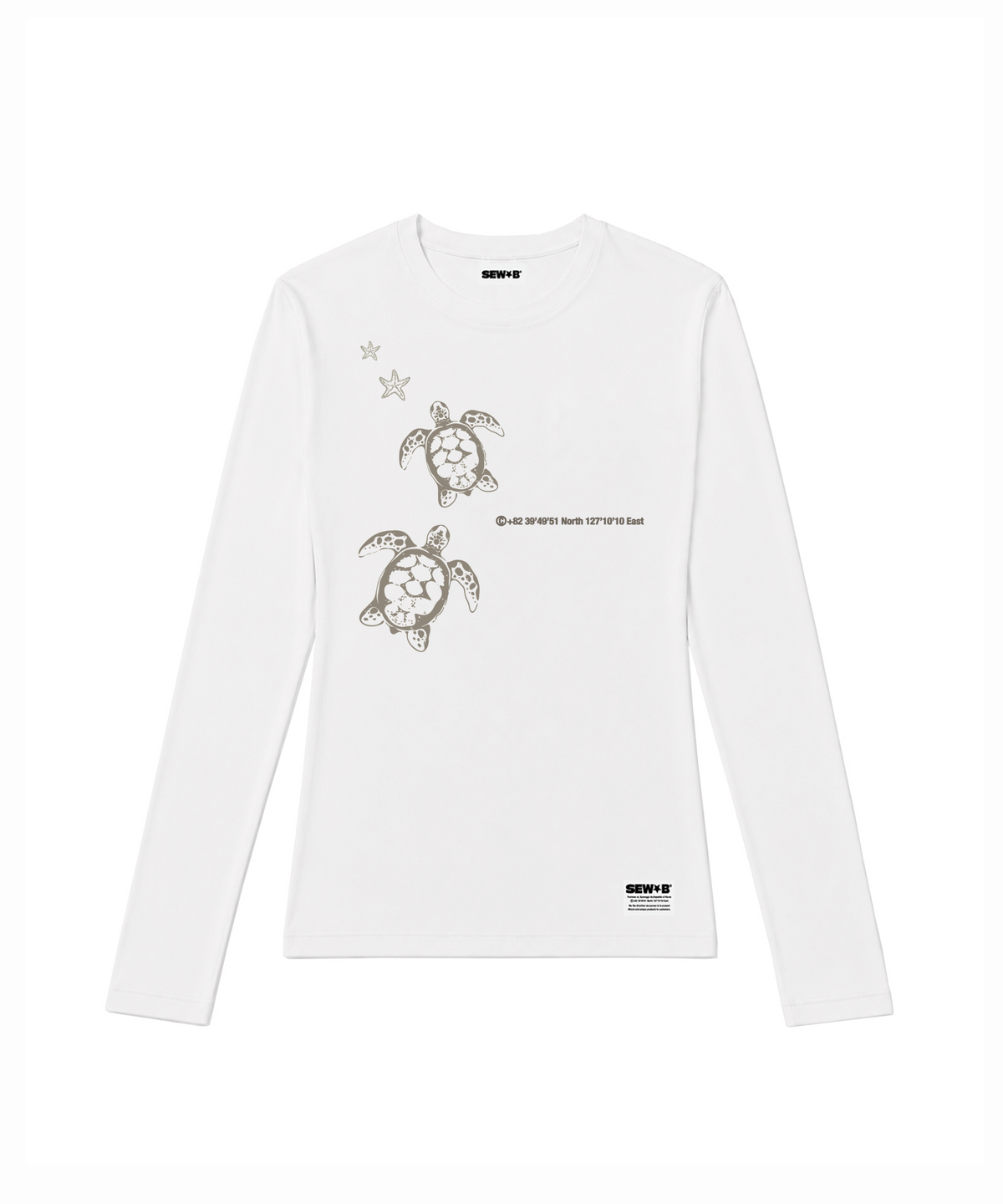 쏘비(SEW-B) 세미크롭 turtlesBR 긴팔티 [화이트]
