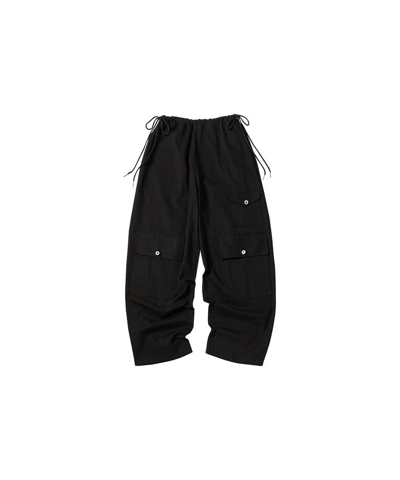 W SIDE STRING PANTS [BLACK]