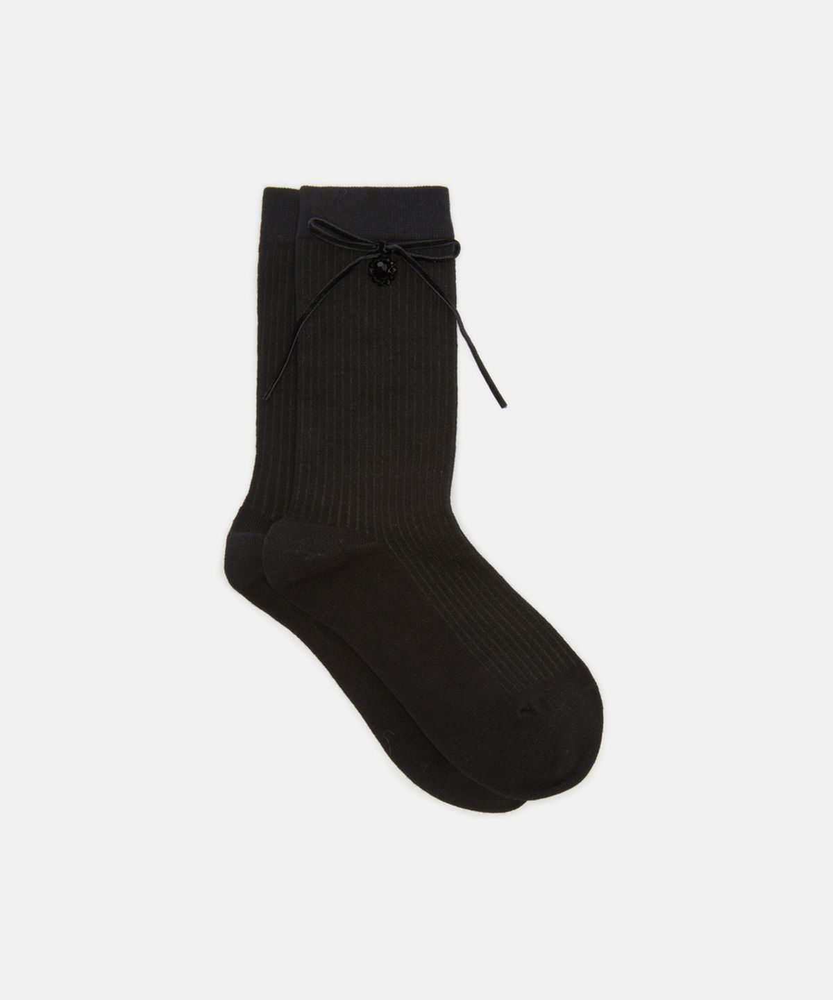 슈콤마보니(SUECOMMA BONNIE) Ribbon bead socks(black)_DSLAA26502BLK