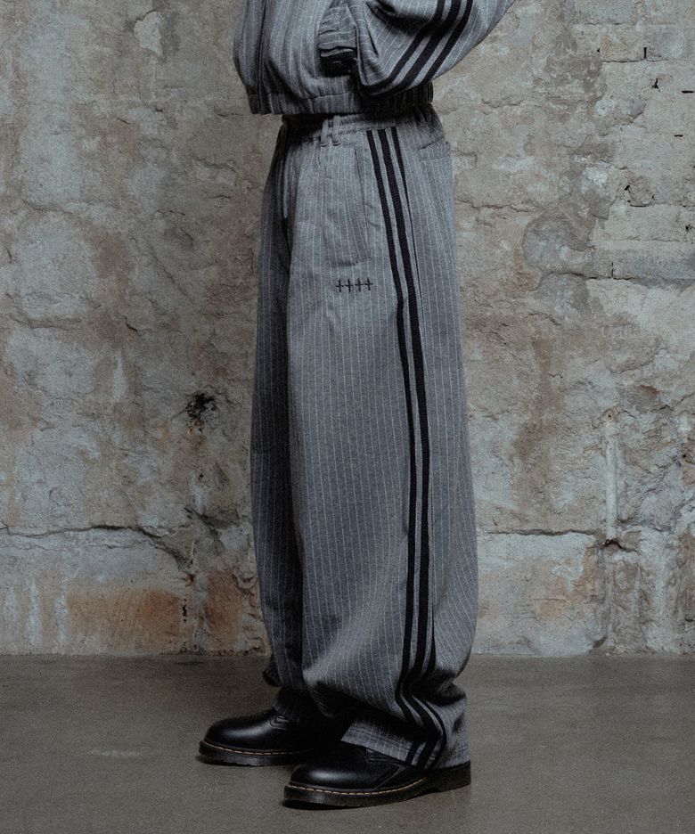Stripe Balloon Track Pants - Grey