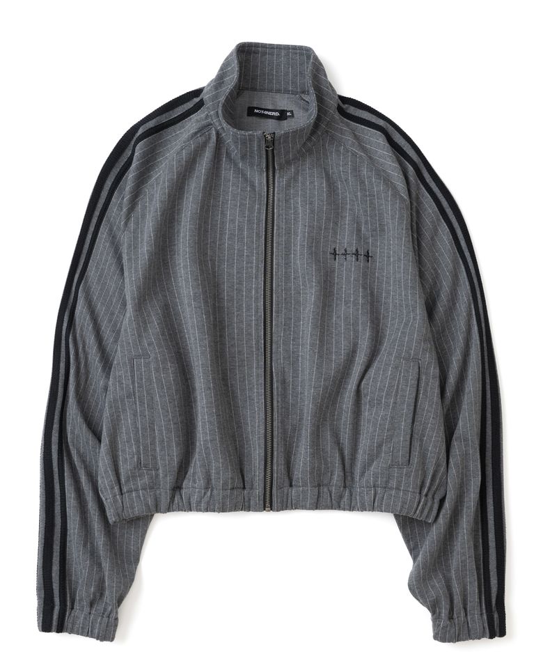 Pin Stripe Side Tape Raglan Track Jacket - Grey