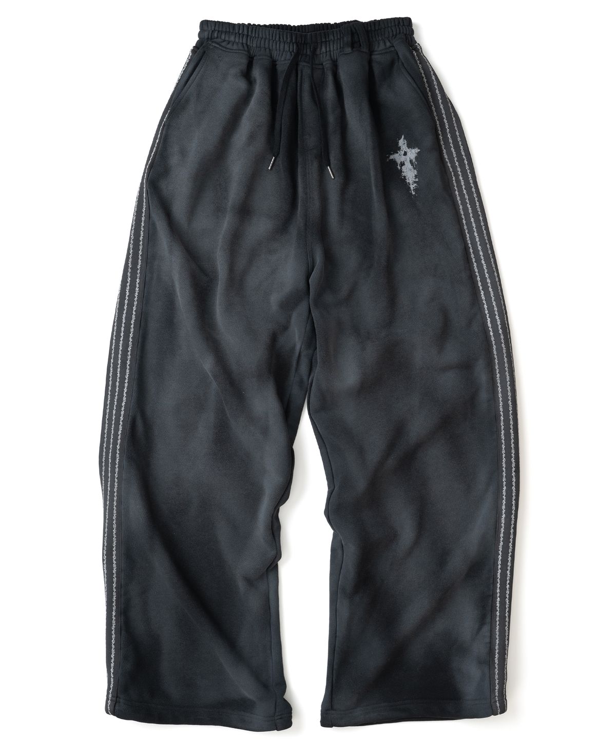 낫포너드(NOT4NERD) Dirty Washed Thorns Line Track Pants - Black