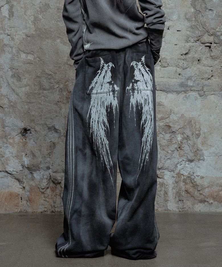 Dirty Washed Thorns Line Track Pants - Black