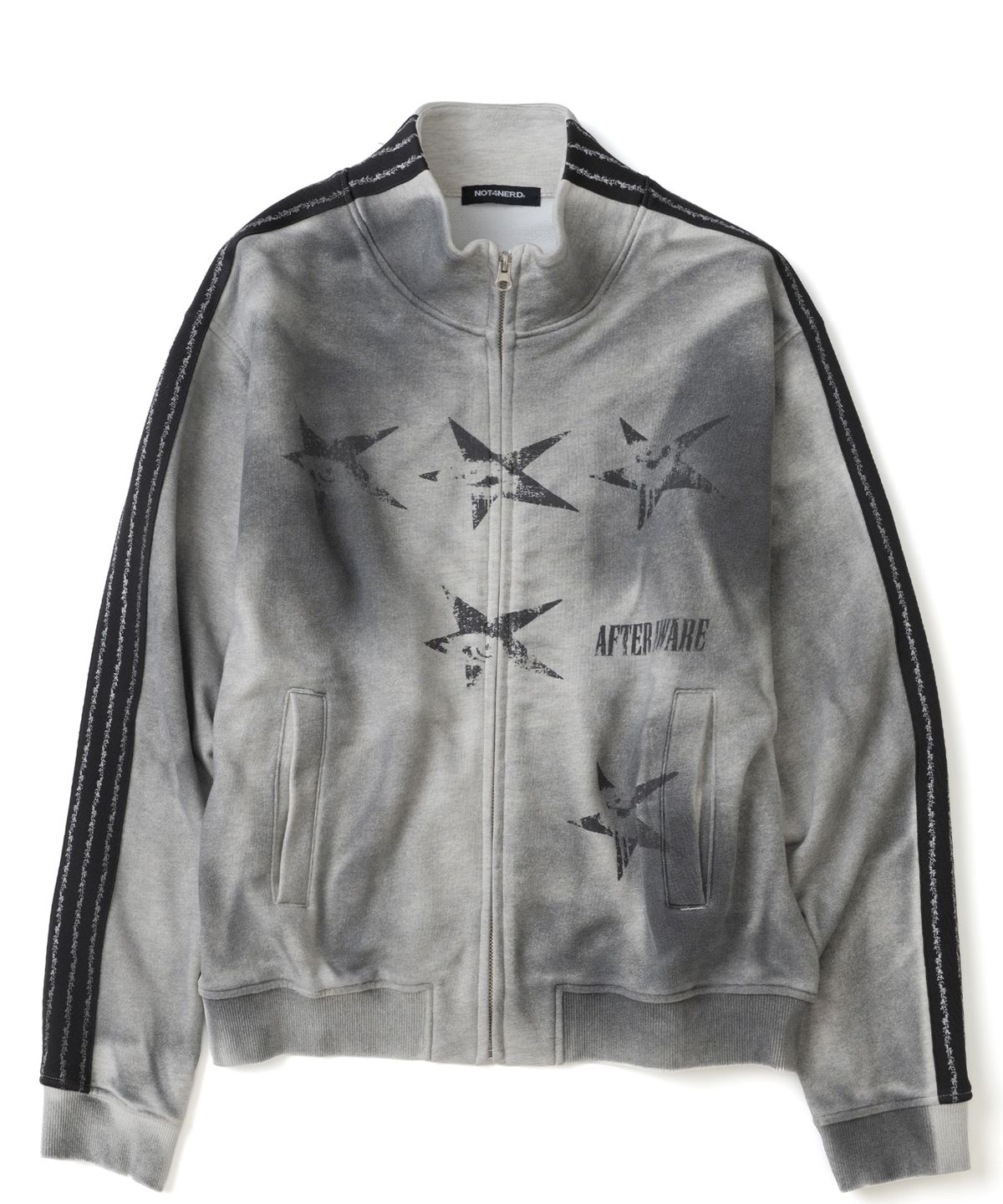 낫포너드(NOT4NERD) Dirty Washed Thorns Line Track Jacket - Light Grey