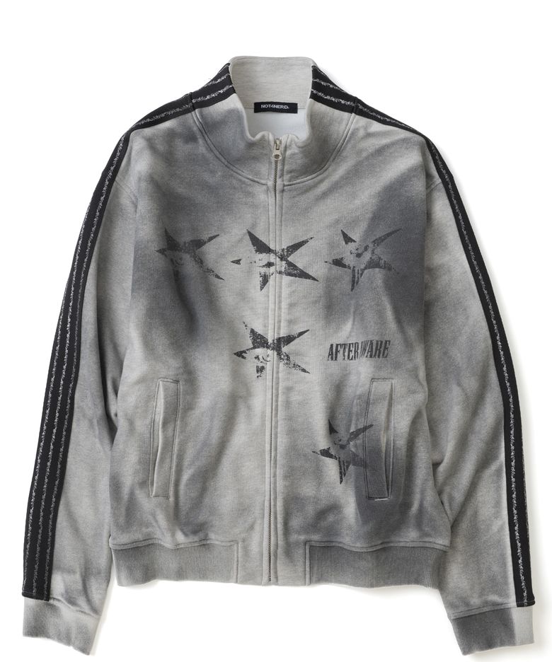Dirty Washed Thorns Line Track Jacket - Light Grey