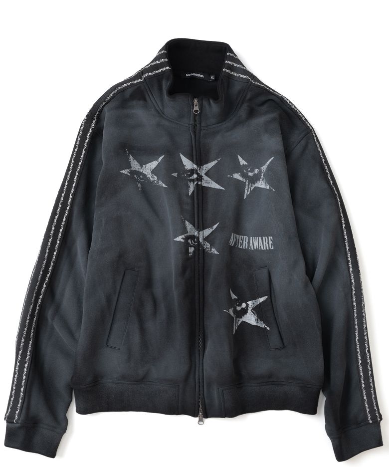 Dirty Washed Thorns Line Track Jacket - Black
