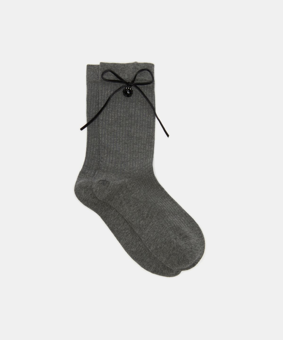 슈콤마보니(SUECOMMA BONNIE) Ribbon bead socks(grey)_DSLAA26502GRY