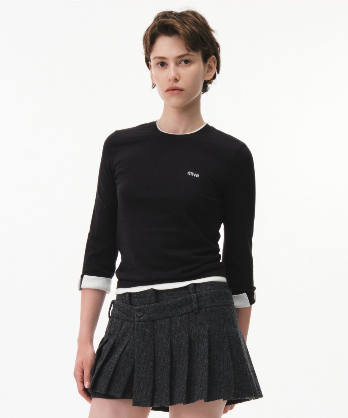 그로브(GROVE) WILSEY LAYERED KNIT (BLACK)