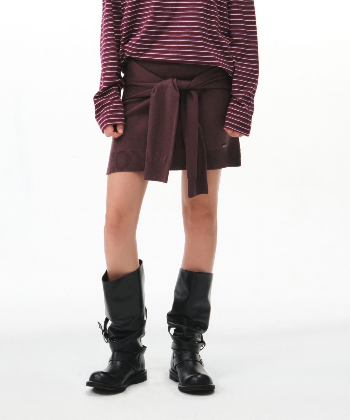 그로브(GROVE) DANIKA TIE SKIRT (PLUM)