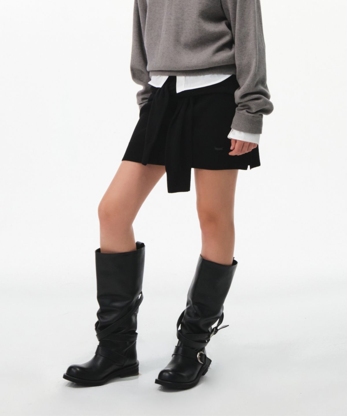 그로브(GROVE) DANIKA TIE SKIRT (BLACK)
