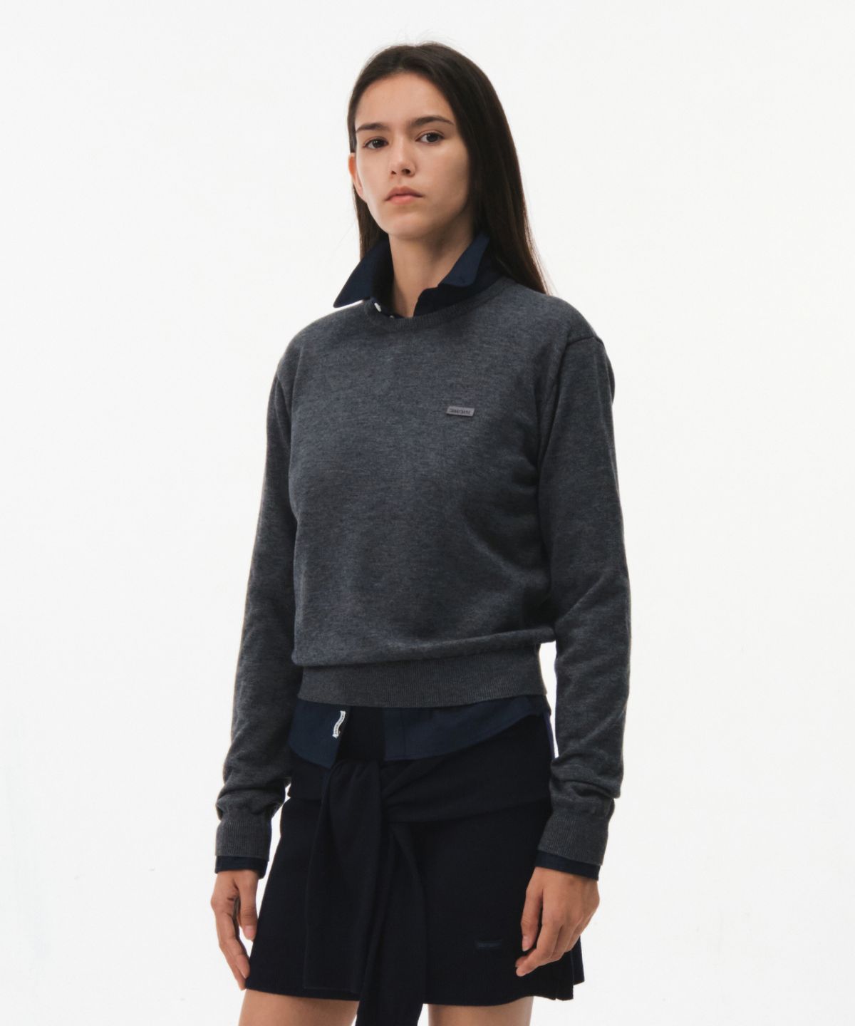 그로브(GROVE) DANIKA L/S KNIT (MELANGE GRAY)
