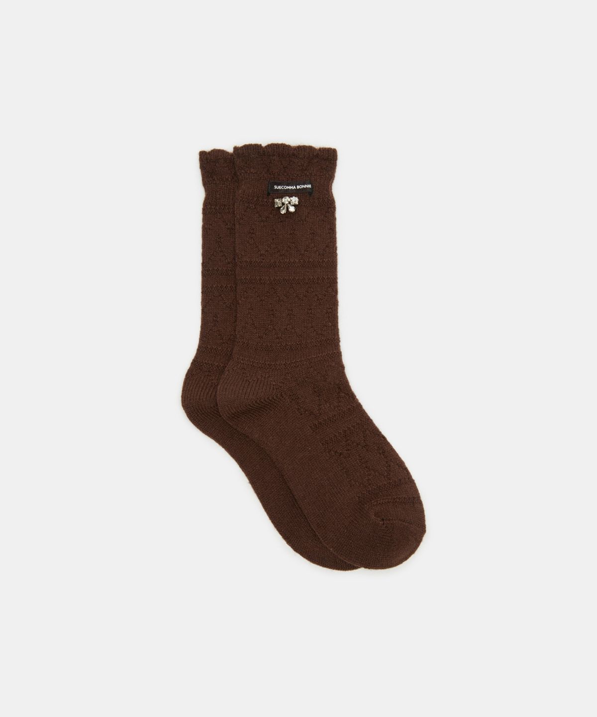 슈콤마보니(SUECOMMA BONNIE) Crystal ribbon socks(brown)_DSLAA26505BRN