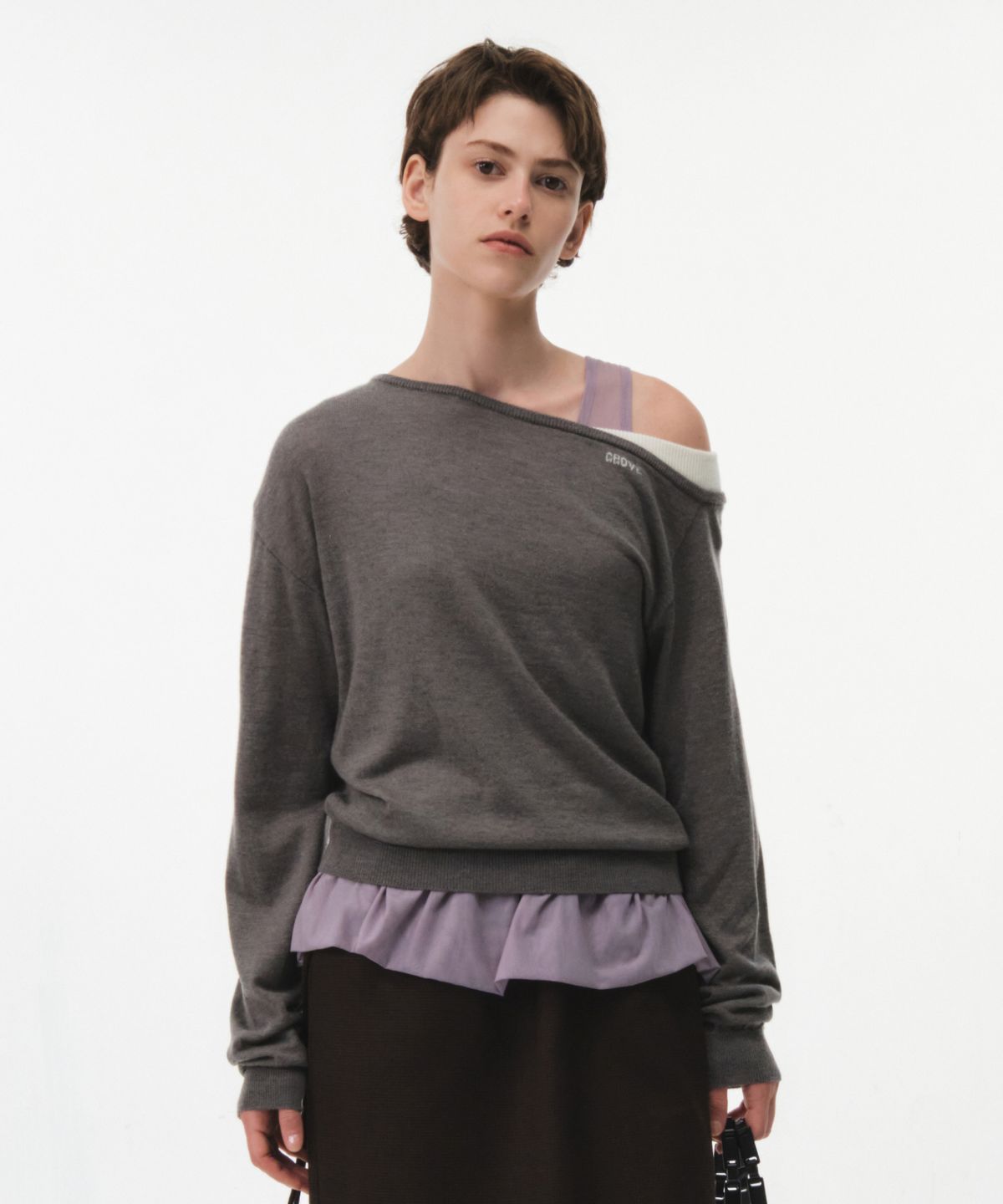그로브(GROVE) 26FW EDEN COMBI KNIT (MELANGE GRAY)