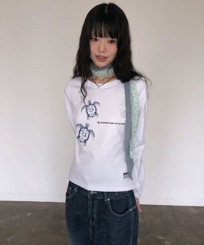 세미크롭 turtlesPB 긴팔티 [화이트]