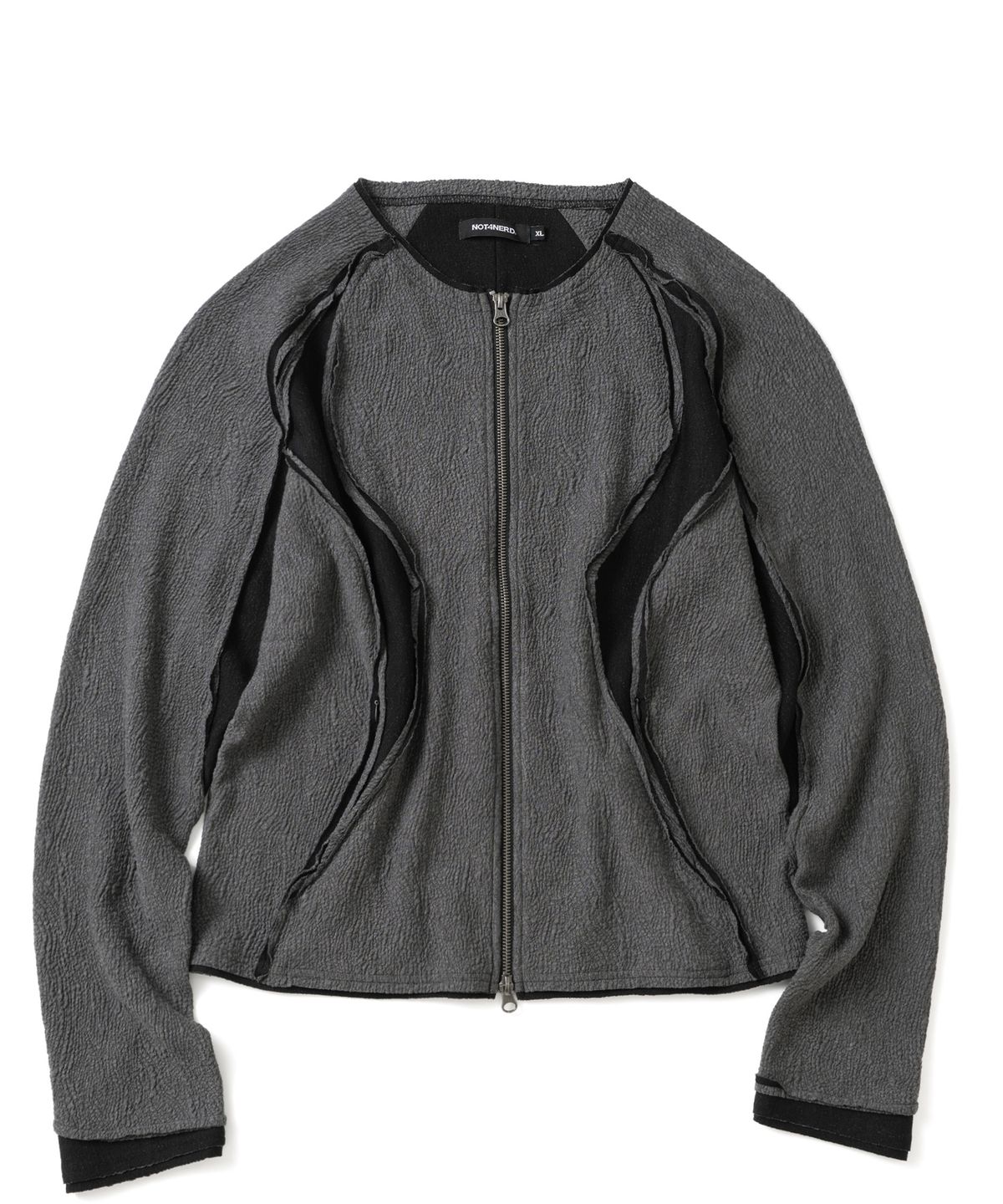 낫포너드(NOT4NERD) Raw Edge Reverse Gauze Panel Zip Up - Charcoal