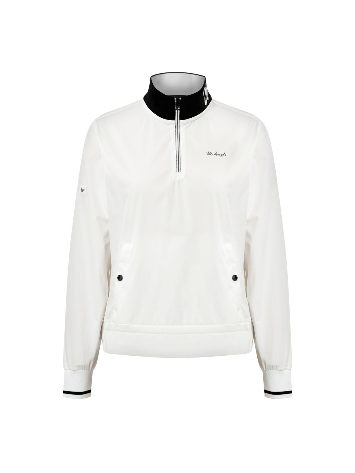 와이드앵글(WIDEANGLE) TO 밑단 변형 우븐 모크넥 티셔츠 L_Off White