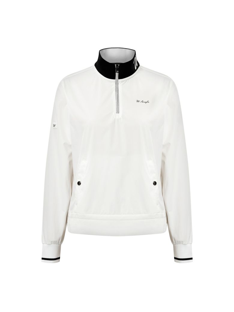 TO 밑단 변형 우븐 모크넥 티셔츠 L_Off White