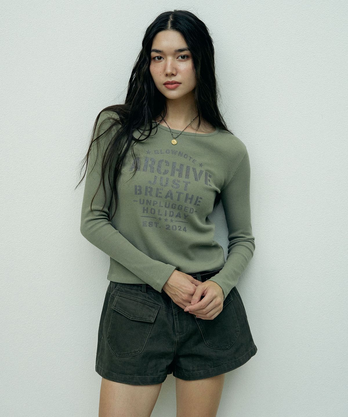 글로우노트(GLOWNOTE) GLOW ARCHIVE WAFFLE SWEAT SHIRTS (2COLOR)