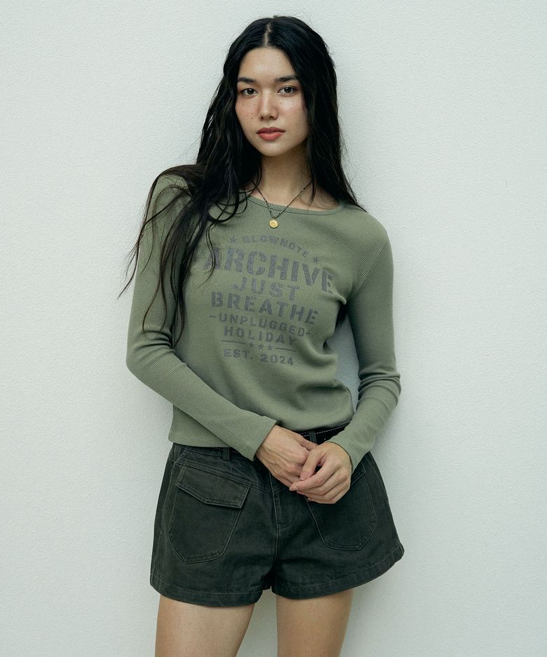 GLOW ARCHIVE WAFFLE SWEAT SHIRTS (2COLOR)