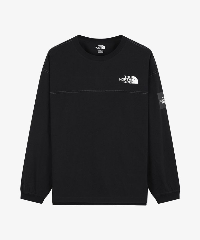 NT7TS51J 스티치 긴팔 티셔츠 BLACK