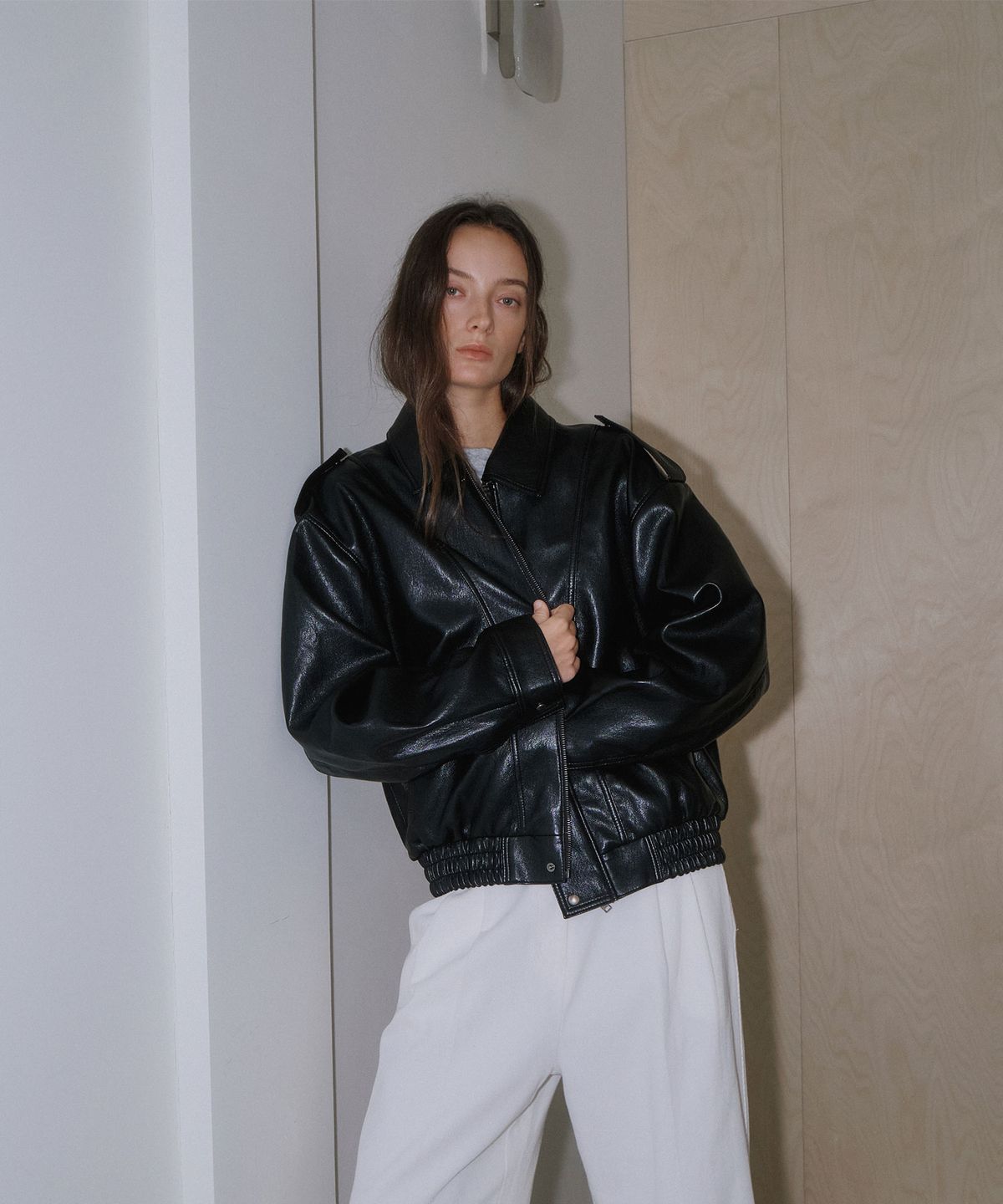 가더(GARDER) Dena Leather Blouson (Black)