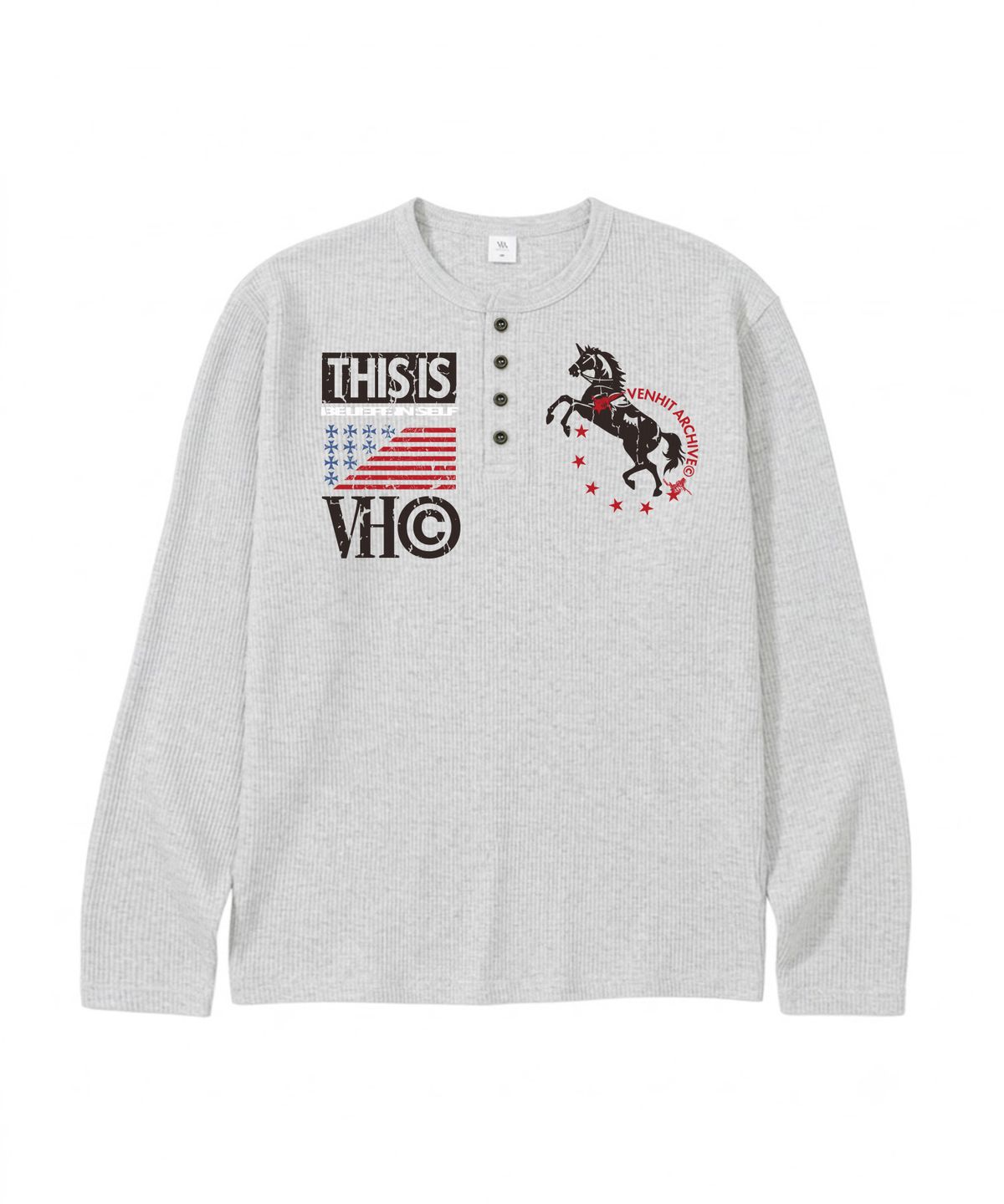 벤힛(VENHIT) VTA VINTAGE 와플 헨리넥 롱슬리브