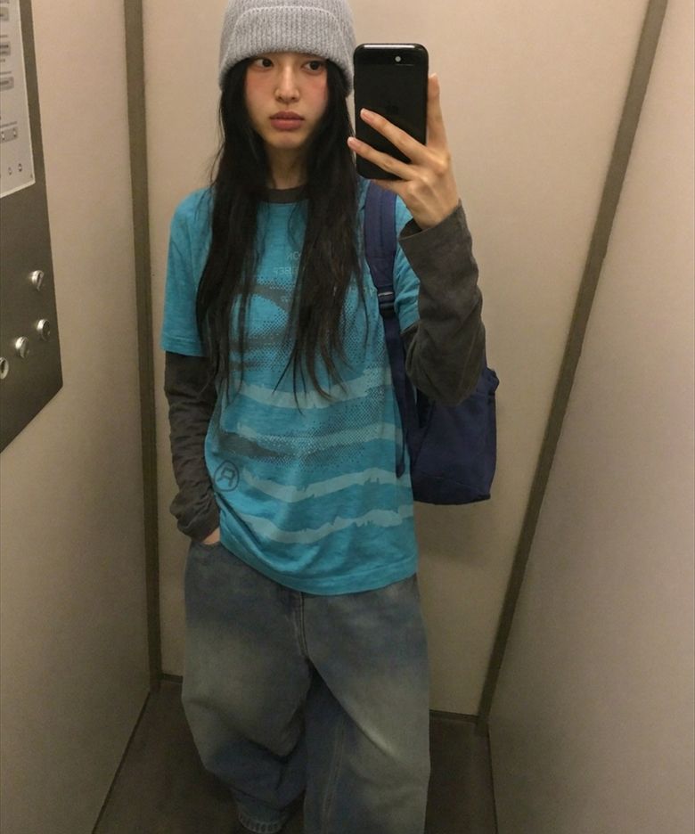 SC 블러 서클 레이어드 티셔츠(민트)