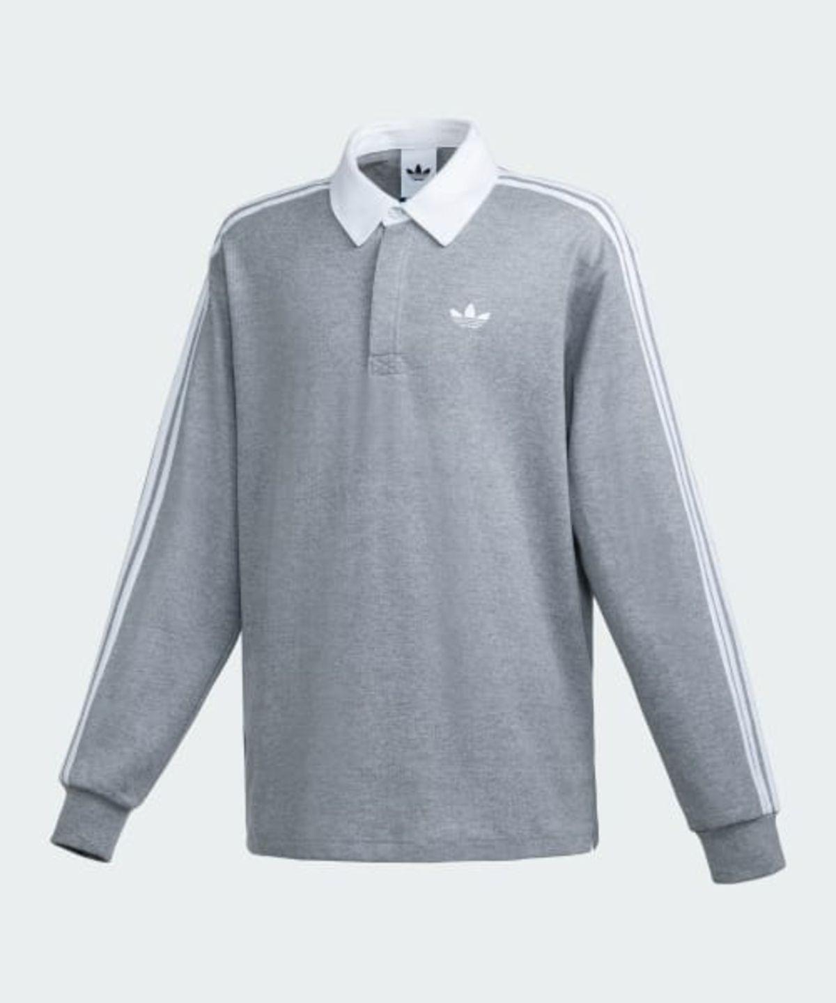 아디다스(ADIDAS) 3-스트라이프 럭비 롱 슬리브 폴로 - 미디엄그레이헤더:화이트 / LD4176