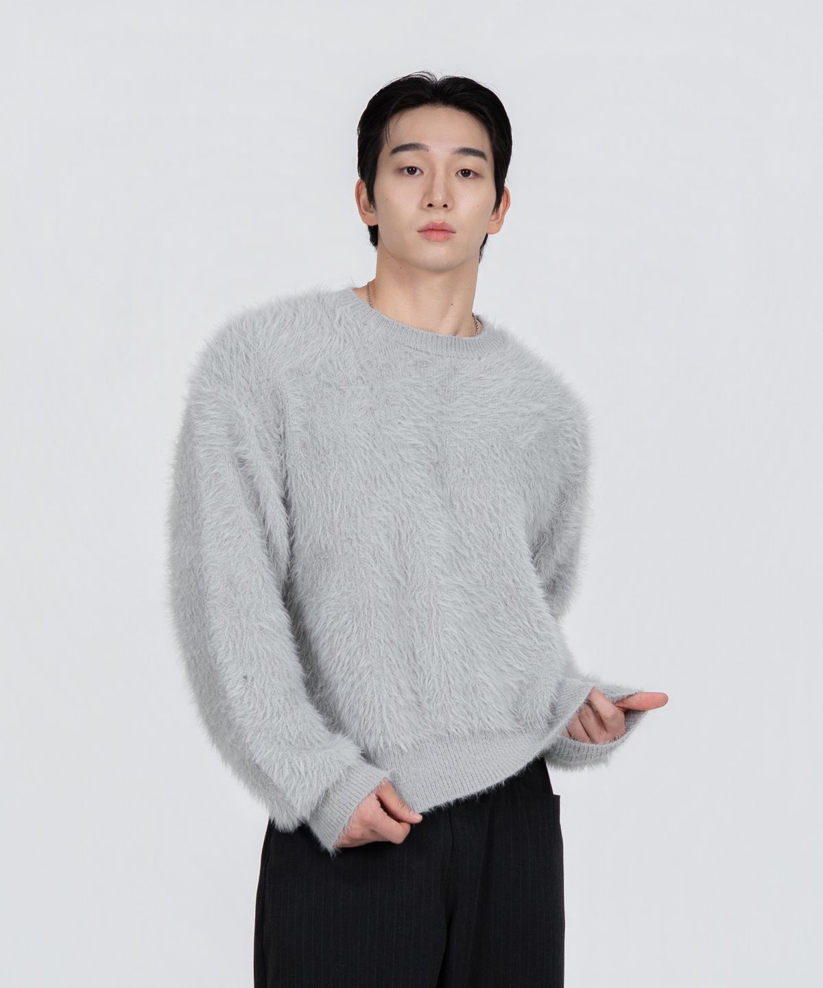 포스333(PHOS333) M Hairy Knit Sweater/Grey