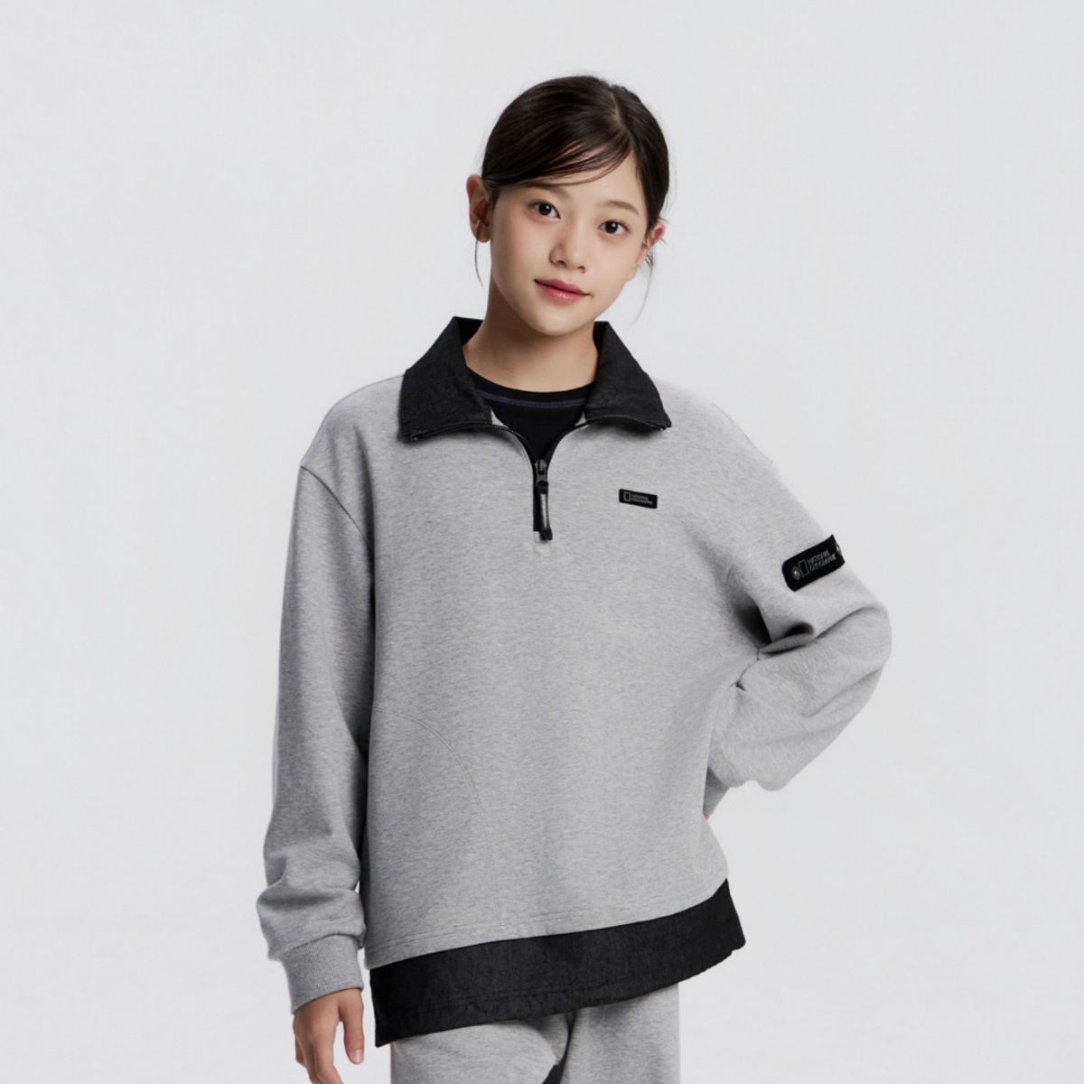 내셔널지오그래픽 키즈(NATIONAL GEOGRAPHIC KIDS) K253USW240 어드벤처 우븐믹스 맨투맨 M/GREY