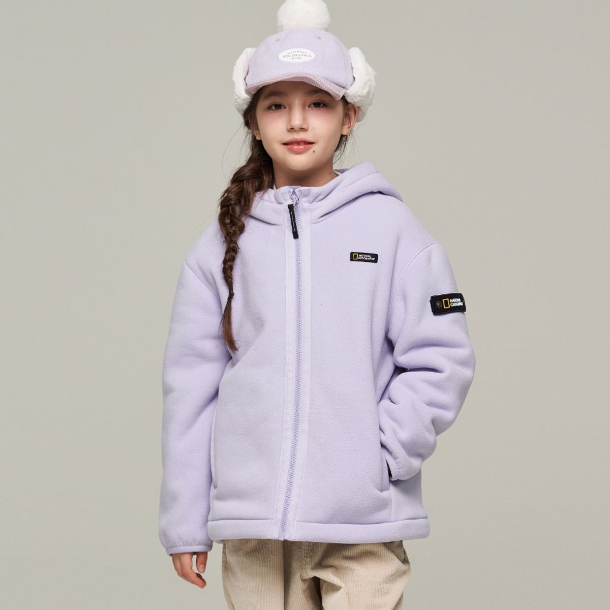 내셔널지오그래픽 키즈(NATIONAL GEOGRAPHIC KIDS) K244UFJ010 베이직 후디 플리스 자켓 LAVENDER