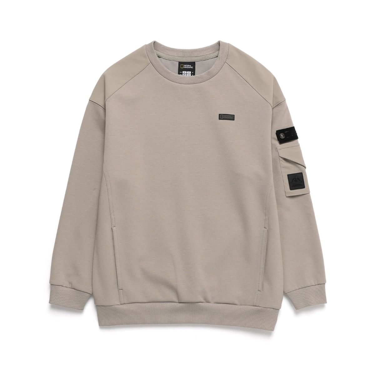 내셔널지오그래픽 키즈(NATIONAL GEOGRAPHIC KIDS) K243USW230 어드벤처 우븐포켓 맨투맨 GRAYBEIGE