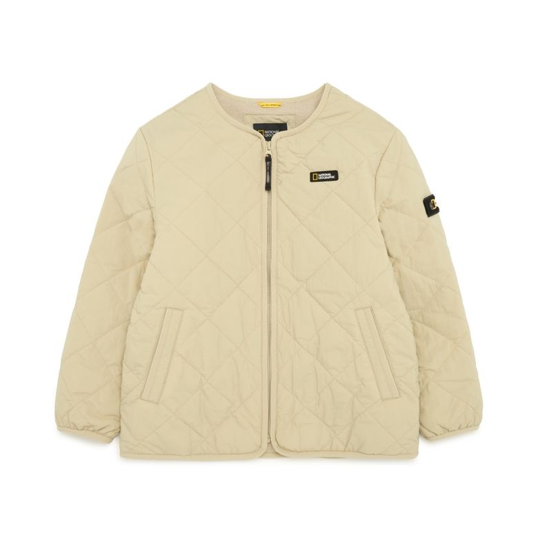 K234UPD010 퀼팅 라운드넥 패딩 자켓 LBEIGE
