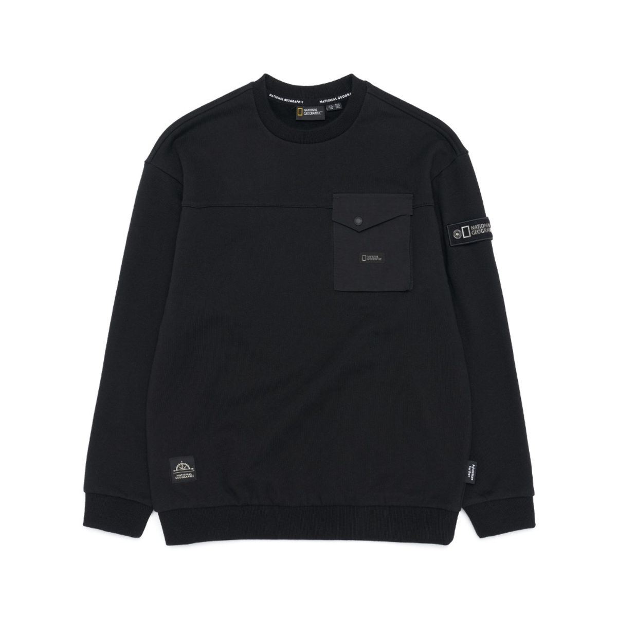 내셔널지오그래픽 키즈(NATIONAL GEOGRAPHIC KIDS) K234USW220 어드벤처 우븐포켓 맨투맨(기모) CARBONBLACK